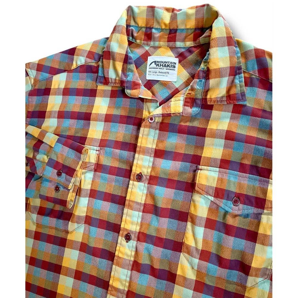 Mountain Khakis Mens XXL Relaxed Fit Plaid Button Down Shirt Multicolor Long Slv